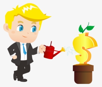 Clipart Man With Money Eyes Svg Free Business - Man Watering A Money Plant, HD Png Download, Transparent PNG