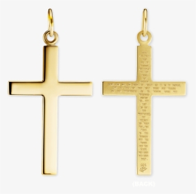 14k Gold Cross Pendant With Lord S Prayer - Cross, HD Png Download, Transparent PNG