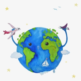 Earth Globe Area Day Cartoon Free Download Png Hq - Aesthetic Cartoon Transparent Background Earth, Png Download, Transparent PNG