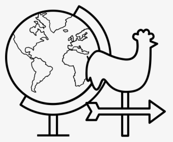 Rooster Weather Vane And Earth Globe - Draw A Wind Vane Chicken, HD Png Download, Transparent PNG
