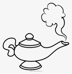 Genie Lamp Coloring Page - Aladdin Genie Lamp Drawing, HD Png Download, Transparent PNG