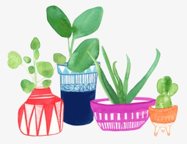 Plant Pots Succulent Clipart - Watercolor Plants In Pot Png, Transparent Png, Transparent PNG