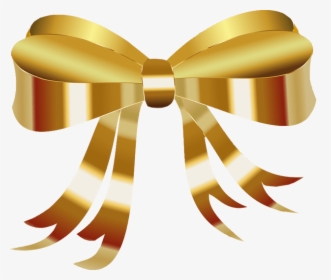 Transparent Ribbon Clipart - Gold Christmas Bow Transparent Background, HD Png Download, Transparent PNG