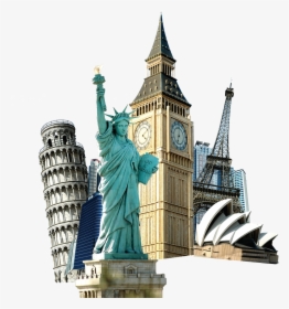 Of Travel Eiffel Liberty Buckle Statue World Clipart - Eiffel Tower Big Ben, HD Png Download, Transparent PNG