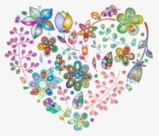 Floral Heart Clip Art Transparent, HD Png Download, Transparent PNG