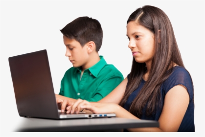 Online Middle School Students Working On Computers - Computer Student Png, Transparent Png, Transparent PNG