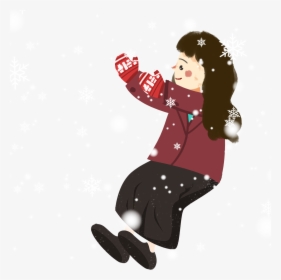 Snow Snowy Day Girl Cartoon Png And Psd - Illustration, Transparent Png, Transparent PNG