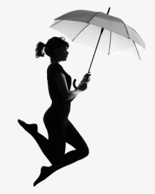 Silhouette Stock Photography Umbrella Royalty-free - Sombra De Mujer Con Paraguas, HD Png Download, Transparent PNG