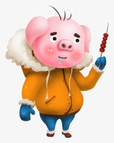 Hand Painted Pig Year Winter Commercial Png And Psd - Cartoon, Transparent Png, Transparent PNG