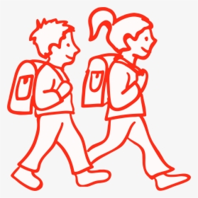 Boy And Girl Students Clip Arts - School Student Line Art, HD Png Download, Transparent PNG