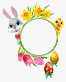 Easter Bunny And Chicken With Round Frame Transparent - Easter Profile Picture Frames For Facebook, HD Png Download, Transparent PNG