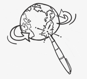 A Nifty Illustration Of A Globe Spinning On A Pen - Sketch, HD Png Download, Transparent PNG
