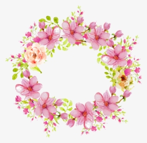 Download Pink Flower Painted - Watercolor Flowers Png Ring, Transparent Png, Transparent PNG