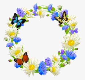 Flower Wreath, Butterflies, Daisy, Easter, Flower - Flores Y Mariposas Imagenes, HD Png Download, Transparent PNG
