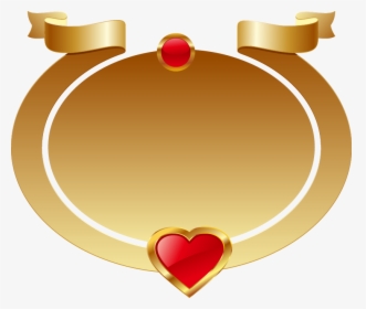 Gold Oval Frame Red Heart-shaped Ribbon, HD Png Download, Transparent PNG