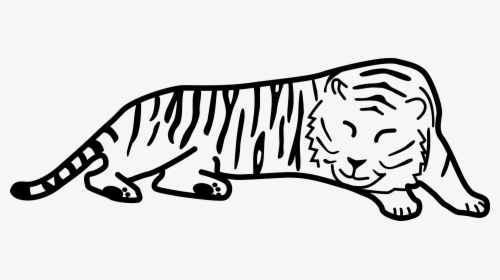 Tiger Black And White Sleeping Tiger Clipart Clipartfest - Tiger Cartoon Drawing Sleeping, HD Png Download, Transparent PNG