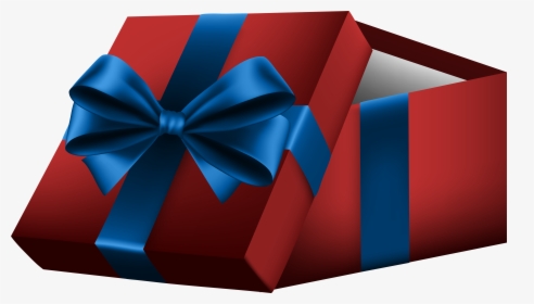 Blue Gift Bow Png Open Blue Gift Box- - Gift Paper Box Png, Transparent Png, Transparent PNG