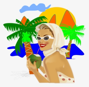 Mulhereternamente Linda - Woman In Beach Clip Art Png, Transparent Png, Transparent PNG