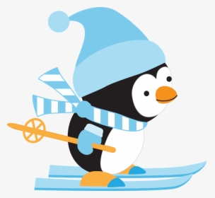 Minus Say Hello Clip Art Pinterest Christmas - Penguin Skiing Clip Art, HD Png Download, Transparent PNG
