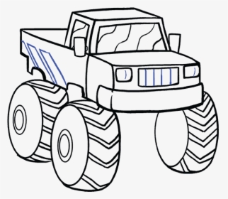 How To Draw Monster Truck - Cartoon Monster Truck Drawing, HD Png Download  , Transparent Png Image - PNGitem