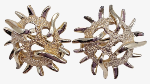 Vintage 1970s Sarah Coventry Sea Urchin Goldtone Clip - Earrings, HD Png Download, Transparent PNG