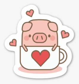 Cute Pig In A Cup Sticker - Portable Network Graphics, HD Png Download, Transparent PNG