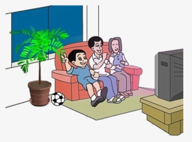 Room Clip Cartoon - Family Watching Television Clipart, HD Png Download, Transparent PNG