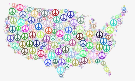 Map Of The Usa With Peace Signs - Peace, HD Png Download, Transparent PNG