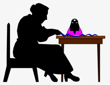 Clipart Woman Sewing - Clip Art Person Sewing, HD Png Download, Transparent PNG