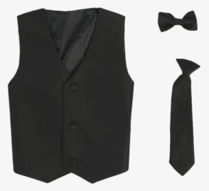 Boys Black Poly-silk Vest & Tie Set - Sweater Vest, HD Png Download, Transparent PNG