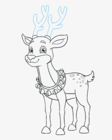 How To Draw Cartoon Reindeer - Kawaii Dibujos De Rodolfo El Reno Fáciles, HD Png Download, Transparent PNG