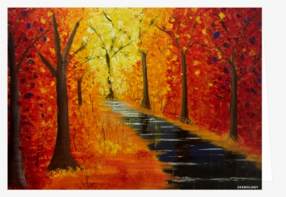 Fall Walk Greeting Card Original Art Acrylic Painting - Painting Fall, HD Png Download, Transparent PNG
