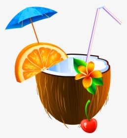 Coconut Clipart Beach Drink - Coconut Drink No Background, HD Png Download, Transparent PNG