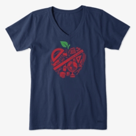 Women S Apple A Day Crusher Vee - Life Is Good Shirt Dog, HD Png Download, Transparent PNG