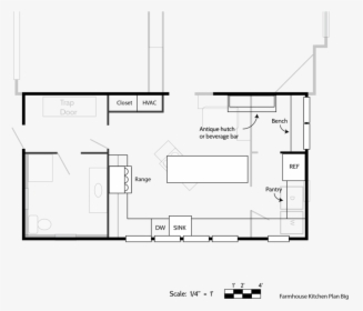 Farmhousefloorplans Kitchenv2 01 - Big Kitchen Floor Plan, HD Png Download, Transparent PNG