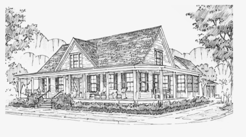 Historical Concepts Homes Residences - Farmhouse Sketch, HD Png Download, Transparent PNG