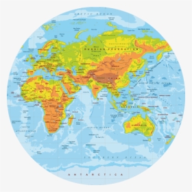 Physical World Map Linoleum Round Mat E-1   Class - Round World Map Physical, HD Png Download, Transparent PNG