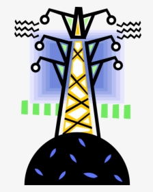 Vector Illustration Of Transmission Tower Carries Electrical, HD Png Download, Transparent PNG