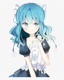 Blue Hair Anime Girl Render , Png Download - Anime Girl Png Blue, Transparent Png, Transparent PNG
