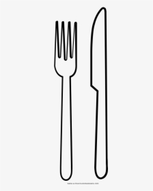 Fork And Knife Coloring Page - Fork And Knife Drawing Png, Transparent Png, Transparent PNG