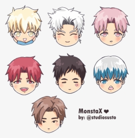 Monsta X Chibi Heads  this Cute Stickers Pack Is Available - Monsta X Chibi Sticker, HD Png Download, Transparent PNG