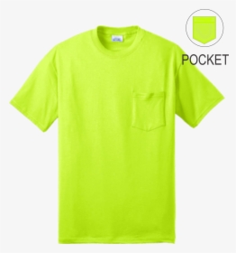 Safety Green Short Sleeve Pocket T Shirt Front - Safety Pocket T Shirt, HD Png Download, Transparent PNG
