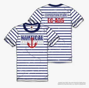 Mens Nautical Round Neck T Shirt Vector Template - Tripp Nyc Long Sleeve T Shirt, HD Png Download, Transparent PNG