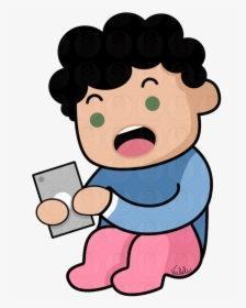 Niñitocr - Boy Checking His Phone Cartoon, HD Png Download, Transparent PNG