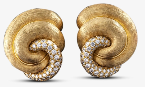 Gold And Diamond Swirl Earrings By Henry Dunay - Earrings, HD Png Download, Transparent PNG