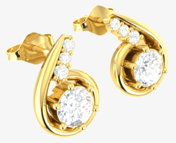 Natural 0 4ct Round Cut Diamond 10k Gold Earrings Ladies - Earrings, HD Png Download, Transparent PNG