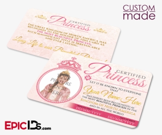 Certified Princess Id Card [photo Personalized]   Class - Invitation, HD Png Download, Transparent PNG