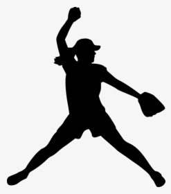 Transparent Softball Player Clipart Black And White - Softball Pitcher Silhouette Png, Png Download, Transparent PNG