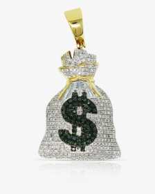 10k Yellow Gold Money Bag Pendant - Locket, HD Png Download, Transparent PNG