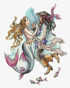 Transparent Mermaid Pirate Clipart - Pirate Love Mermaid Drawing, HD Png Download, Transparent PNG